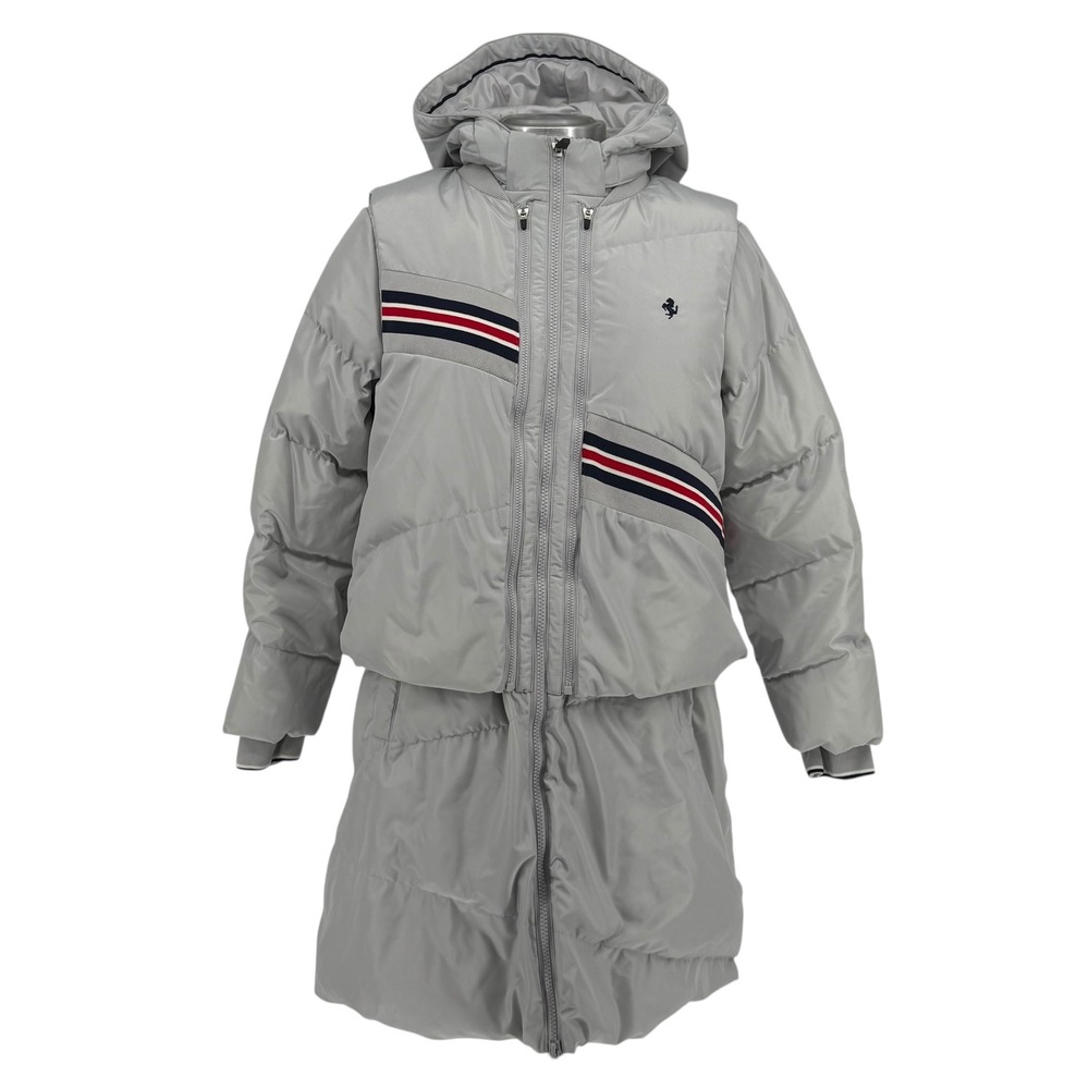 Ferrari Scuderia Kids Hooded Parka‎ Puffer 2-in-1 Jacket Vest Gray 13/14